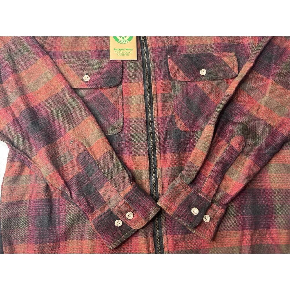 Vtg Appalachian Trail Plaid Zip Up Shirt Jacket Long Sleeve With Tags Size Large - Picture 3 of 12